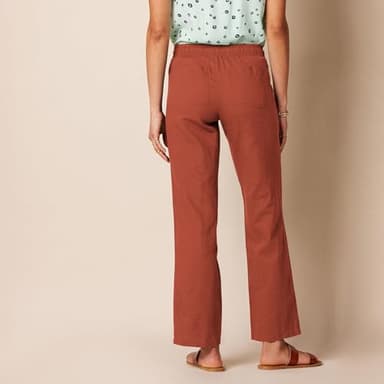 Amazon Essentials Women's Linen Blend Drawstring Relaxed Fit Wide Leg Pant (Available in Plus Size), Terracotta, 2X - Image 3