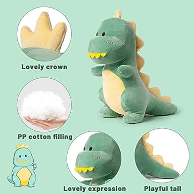 Adorlynetty Dinosaur Stuffed Animal,12“ Cute Stuffed Dinosaur Plush Soft Dino Plushie Toys for Boys Girls Baby Kids (Green) - Image 6