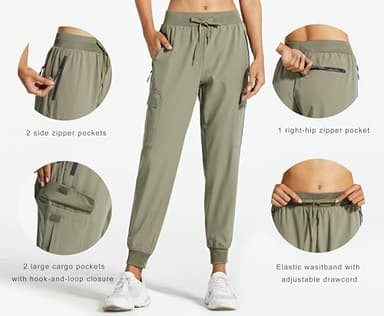 Libin Women's Cargo Joggers Lightweight Quick Dry Hiking Pants Athletic Lounge Casual Travel, Silver Sage M - Image 2