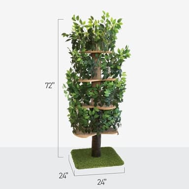 On2 Pets Cat Tree with Leaves Made in USA, House & Activity Tree, Multi-Level Cat Condo for Indoor Cats. (Square Base, XL Green) - Image 5