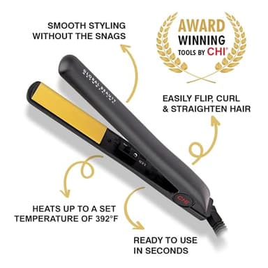 CHI Original Ceramic Flat Iron, Straightener For A Smooth Finish, Ceramic Floating Plates, Quick Heat Up, Analog On/Off Switch, 1" Black - Image 2