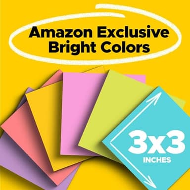 Post-it Super Sticky Notes, 3x3 in, 6 Pads/Pack, 90 Sheets/Pad, Amazon Exclusive Bright Color Collection, Aqua Splash, Acid Lime, Tropical Pink, Sunnyside, Guava and Iris Infusion - Image 2