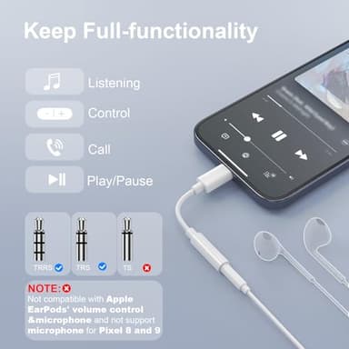 Duyasurs 2 Pack USB C to 3.5mm Headphone Jack Adapter, USB C to Aux Audio Dongle Cable Cord Compatible with iPhone 16/15 Pro/15 Pro Max, iPad Pro, MacBook, Samsung S21-24, Pixel 7/6/5 - Image 2