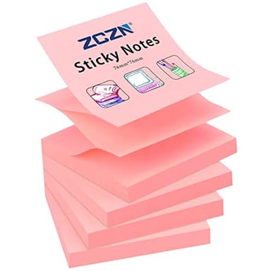 ZCZN 400 Sheets Pop-up Sticky Notes, 3 x 3 Inches, 4 Pads Bright Color Self-Stick Notes, 100 Sheets/Pad, Pink - Image 1