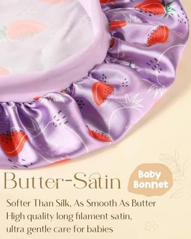 YANIBEST 2 PCS Baby Bonnet Silk Satin Bonnet for Kids Sleeping Cap Curly Natural Hair Silk Bonnets for Girls Boys Infant - Image 3