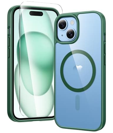 FNTCASE for iPhone 15 Case: for iPhone 14 Case | Support Magnetic Charging Military Grade Drop Protection Anti Yellowing | Rugged Sturdy Shockproof Protective Cell Phone Cover - 6.1 inch (Green) - Image 1