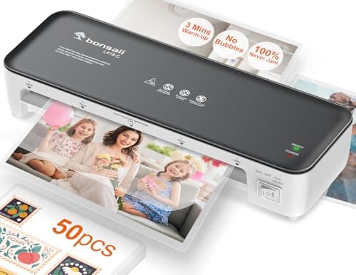 Bonsaii Laminator Machine, 9 Inch Laminators Machine with 50 Laminating Sheets, Laminator with Never Jam Technology for Doc/Posters/Photo, Simple Convenient for Home, Office and School - L418-C Grey - Image 1