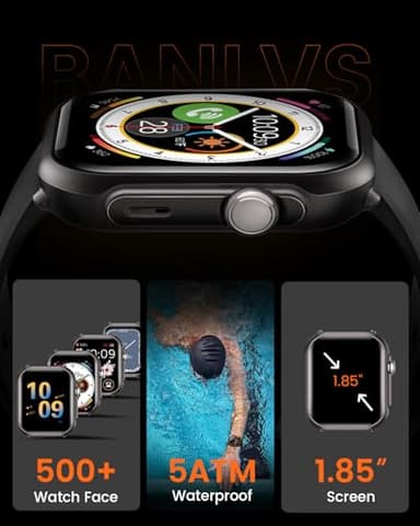 Smart Watches for Men Fitness Tracker: 1.85" Smart watch with 1000 mAh 100 Day+Battery Life Make/Recive Call Heart Rate Blood Pressure SpO2 Sleep Monitor 120+ Sport Mode 5ATM for iPhone Android Phones - Image 7