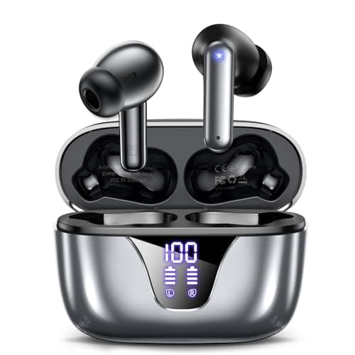 ZIUTY Wireless Earbuds Bluetooth Headphones, 50H Playtime Ear Buds with Mic, LED Digital Display Charging Case, IPX7 Waterproof, Deep Bass Stereo, in-Ear Earphone for iPhone Andriod Phone - Image 1