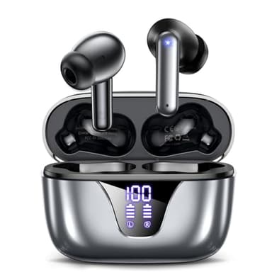 ZIUTY Wireless Earbuds Bluetooth Headphones, 50H Playtime Ear Buds with Mic, LED Digital Display Charging Case, IPX7 Waterproof, Deep Bass Stereo, in-Ear Earphone for iPhone Andriod Phone - Image 1