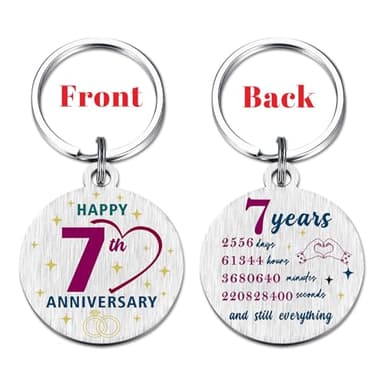 7 Year Anniversary Keychain Gifts for Husband Wife Him Her- Happy 7th Seven Anniversary Keychain for Women Men - Image 3