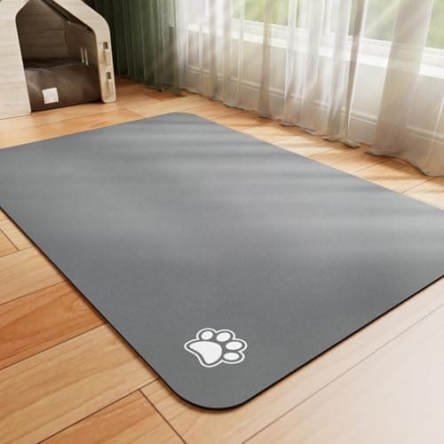HotLive Pet Feeding Mat - Absorbent Dog Mat for Food and Water, No Stains Cat Bowl Mat, Easy to Clean Pet Placemats, Quick Dry Dog Water Dispenser Mat for Messy Drinkers | Paw Dark Grey 24"x 36" - Image 1