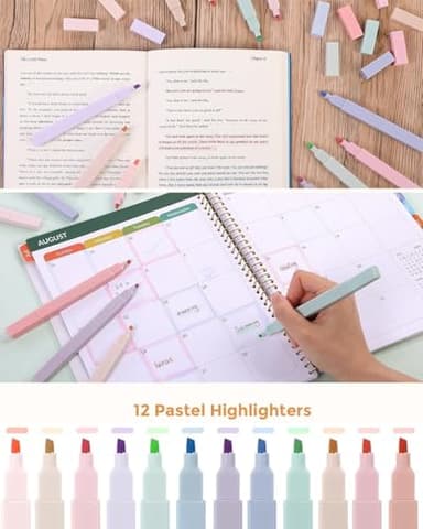 SKYDUE Cute School Supplies 44 PCS, Aesthetic Pencil Case with 12 Pastel Highlighters, 5 Black Gel Pens, 6 Color Gel Pens & Mechanical Pencils, College Essentials Students Stationary Set Pink - Image 6