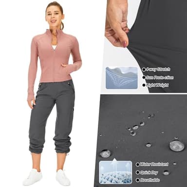 Women's Hiking Pants Quick Dry UPF 50 Travel Golf Pants Lightweight Camping Work Cargo Pants Zipper Pockets,6608,Dark Grey,2XL - Image 6