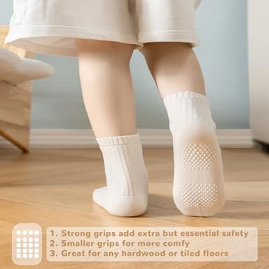 EUFANCE Toddler Grip Socks Non Slip Crew Socks Cute Seamless Cotton Socks for Baby Boys Girls Infants Kids 9 Pairs - Image 2