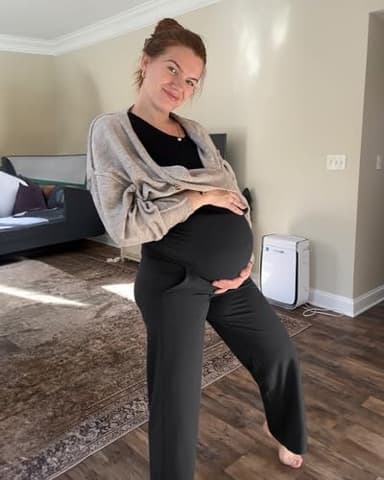 G4Free Maternity Pants with Pockets Over The Belly Pregnancy Leggings Wide Leg Yoga Pants for Business Casual (Black,M,30") - Image 3