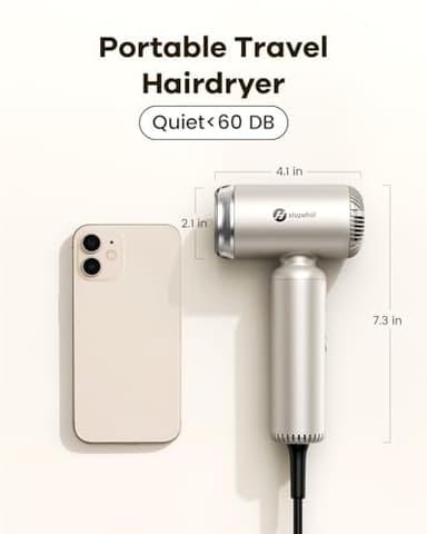 slopehill Travel Dual Voltage Hair Dryer with Diffuser, Ionic Blow Dryer for Women, High-Speed Fast Drying, Compact Lightweight Hair Blow Dryer,Portable Hairdryer European 110-120V/220-240V - Image 8