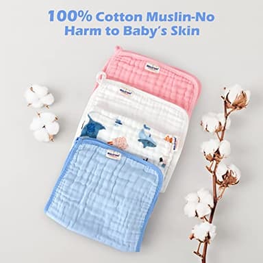 Maliton Muslin Baby Burp Cloths 6 Pack Large 20''x10'' 100% Cotton Burp Rags Absorbent and Soft 6 Layers Muslin Cloth Baby Essentials for Newborn(Animals and Cars, Pack of 6) - Image 5