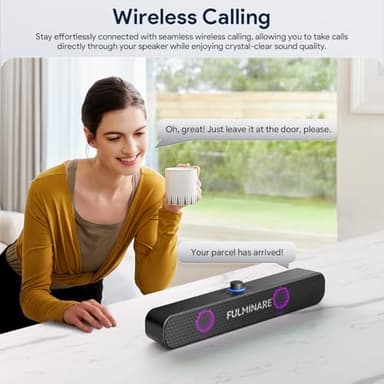 FULMINARE Bluetooth Speaker with 26W HD Sound, Portable Speaker Up to 30H Playtime, AUX&TF-Card&USB Input, LED Lights, Speakers Bluetooth 5.3 Wireless for Home/Party/Outdoor, (Black) - Image 5