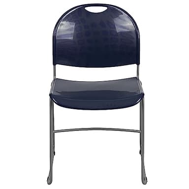 Flash Furniture HERCULES Series 5 Pack 880 lb. Capacity Navy Ultra-Compact Stack Chair with Silver Powder Coated Frame - Image 1