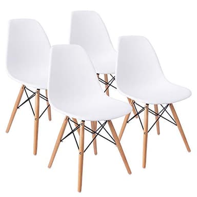 Furmax Modern Style Dining Chair Mid Century Modern DSW Chair, Shell Lounge Plastic Chair for Kitchen, Dining, Bedroom, Living Room Side Chairs Set of 4(White) - Image 1