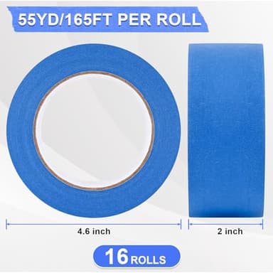 NEOACT 16 Rolls Painters Tape 2 Inch Wide,Multi-Surface No Residue Blue Masking Tape for Walls Painting,Packing,Labeling,DIY Crafts,2 Inch x 55 Yards(880 Yards Total) - Image 2