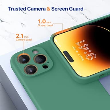 Miracase Designed for iPhone 14 Pro Max Phone Case with Screen Protector,[Upgraded Enhanced Camera Protection],Shockproof Liquid Silicone Case with Microfiber Lining,6.7 inch, Acacia Green - Image 5