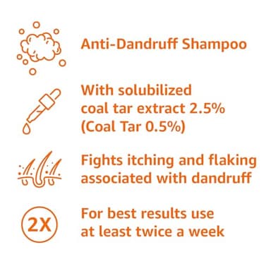 Amazon Basics Therapeutic Plus Coal Tar Anti-Dandruff Shampoo 0.5% Coal Tar, 16 Fl Oz, Pack of 1 - Image 3