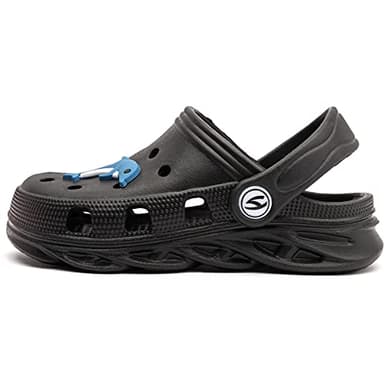 WOUEOI Kid's Girls Boys Clogs Garden Shoes Cartoon Slides Sandals Beach Slipper Children(D-Black,3 Infant) - Image 6