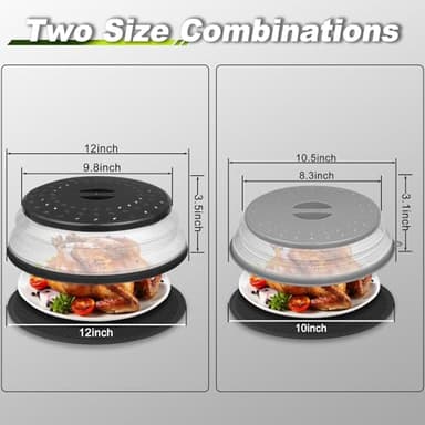 MAGJIUKE 12" Microwave food Cover & Mat,Large Vented Collapsible Splatter Guard dish Plate lid & Silicone Round Kitchen mat - Image 2