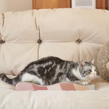 SIDAZON Cat Scratching Board cat Scratcher Cat Scratch Pad Cardboard cat scratchers for Indoor Cats Reversible Large Wide Corrugated with Catnip(2pcs) - Image 6