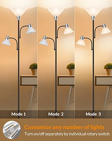 LEPOWER Floor Lamp, Standing Lamp with Replaceable 3000K Energy-Saving, Lamp for Living Room with Adjustable Reading Lights, Modern Bright Floor Lamp for Bedroom, Living Room, Office - Image 4