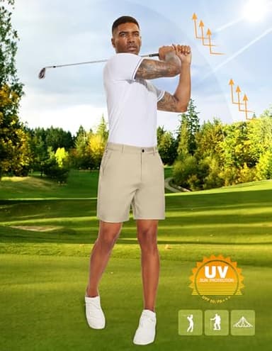 PULI Mens Golf Dress Shorts 7 Inch Inseam Business Casual Stretch Work Hiking Quick Dry Lightweight with Pockets Kahki 30 - Image 6