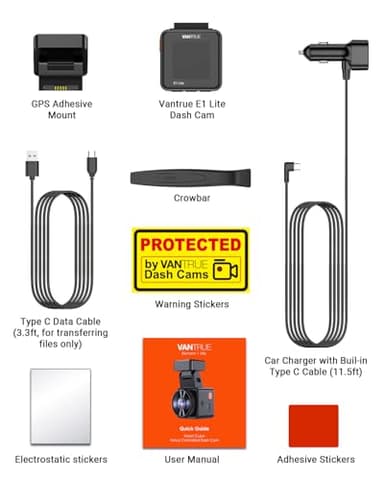 Vantrue E1 Lite 1080P WiFi Mini Dash Cam with GPS and Speed, Free App, Voice Control Detachable Dash Camera, 24 Hours Parking Mode, Night Vision, Motion Detection, Loop Recording, Support 512GB Max - Image 9