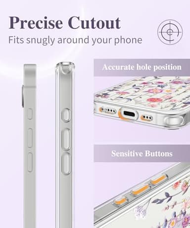 GVIEWIN for iPhone 16e Case with Screen Protector,[Non-Yellowing][Military-Grade Protection] Hard PC&TPU Bumper,Floral Shockproof Protective Clear Phone Case for iPhone 16E 2025(Floratopia/Colorful) - Image 7