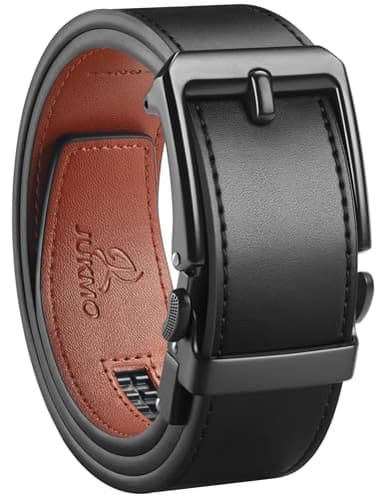 JUKMO 1.5" (38mm) Leather Ratchet Belt for Men in Gift Box (Black, X-Large) - Image 1