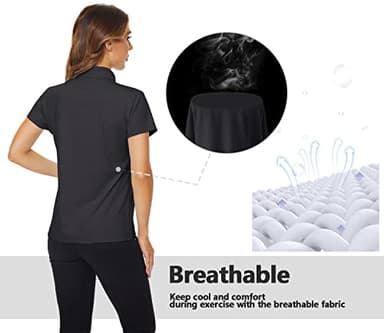 TACVASEN Women's Polo Short Sleeve UPF 50+ Sun Shirt Quick Dry Golf Athletic Casual Work Shirt Black - Image 6