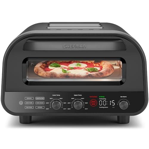 CHEFMAN Indoor Pizza Oven - Makes 12 Inch Pizzas in Minutes, Heats up to 800°F - Countertop Electric Pizza Maker with 5 Touchscreen Presets, Pizza Stone and Peel Included - Stainless Black - Image 1