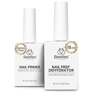 Beetles 15ml Nail Dehydrator and Primer - Acid Free & Hema-Free Natural Prep Dehydrate and Bond Primer for Acrylic Fast Dry Nail Supplies Professional Salons Halloween Set - Image 1
