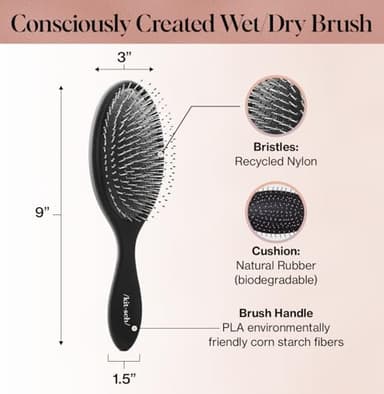 Kitsch Detangler Hair Brush for Wet and Dry Hair, Curly or Straight Hair, Detangling Brush with Flexible Hairbrush Bristles, Hair brushes for Women & Men, Adults & Kids, for Shower & Travel - Black - Image 2
