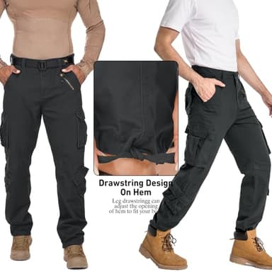 Men's BDU Casual Military Pants, Tactical Wild Army Combat ACU Rip Stop Camo Cargo Work Pants Trousers with 8 Pockets #7533 Black Grey 42 - Image 5