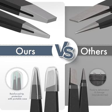 EZ2LIVE Tweezers for Women Facial Hair, Slant & Point Tip 2 Pack Eyebrow Tweezers for Men, Professional Tweezer Set Stainless Steel Precision Tweezers for Eyebrows, Splinter, Ingrown Hair Removal - Image 5