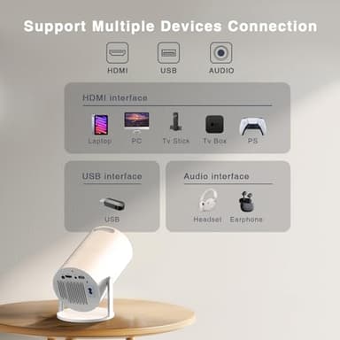 [Electronic Focus with Short Throw] PANSEBA Mini Projector with WiFi 6 and Bluetooth, Auto Keystone Outdoor Movie Projector, Big Screen Home Portable Projector for Phone/TV Stick/Laptop/HDMI - Image 6