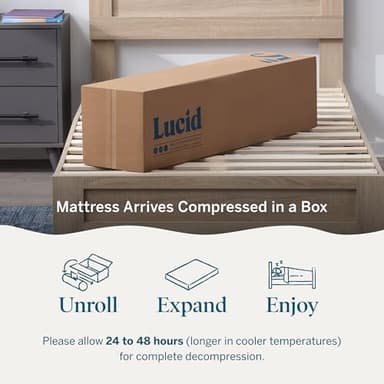 Lucid 5 Inch Memory Foam Mattress – Low Profile - Firm Feel - Infused with Bamboo Charcoal and Gel - Bed in a Box - Temperature Regulating - Breathable - Queen Size - Image 5