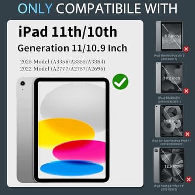 WESOROL CASE for iPad (A16) 11th/10th Generation 11/10.9 Inch 2025/2022 Kids Friendly iPad Case 10th Generation with Pencil Holder,Heavy Duty Shockproof Cover for i Pad 11th/10th Gen,Black Blue - Image 6