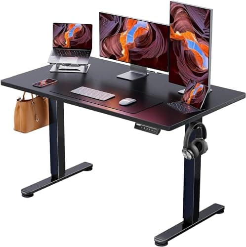 ErGear Height Adjustable Electric Standing Desk, 47.2 x 23.6 Inches Sit Stand up Desk, Memory Computer Home Office Desk with Two-Piece Desktop (Black) - Image 1