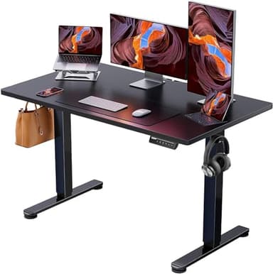 ErGear Height Adjustable Electric Standing Desk, 47.2 x 23.6 Inches Sit Stand up Desk, Memory Computer Home Office Desk with Two-Piece Desktop (Black) - Image 1