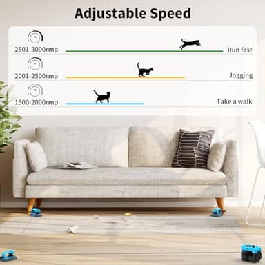 AsFrost Upgraded Interactive Cat Toy for Indoor Cats, Auto/Manual Control DIY Cat Feather Mouse Toy Treadmill for Bored Kitten Puppy Play Chase Run Exercise Hunting Mental Stimulation-Sky Blue - Image 2
