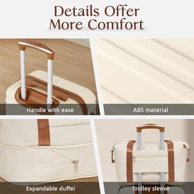 Coolife Suitcase Set 3 Piece Luggage Set Carry On Hardside Luggage with TSA Lock Spinner Wheels (White, 5 piece set) - Image 5