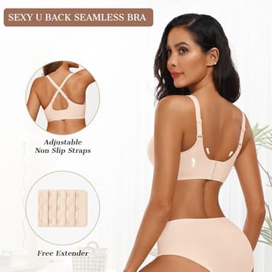 OEAK Womens Wireless Bras Push Up Support Full Coverage Bralettes No Underwire Bra Comfortable Everyday Seamless Tshirt Bras Nude L - Image 3
